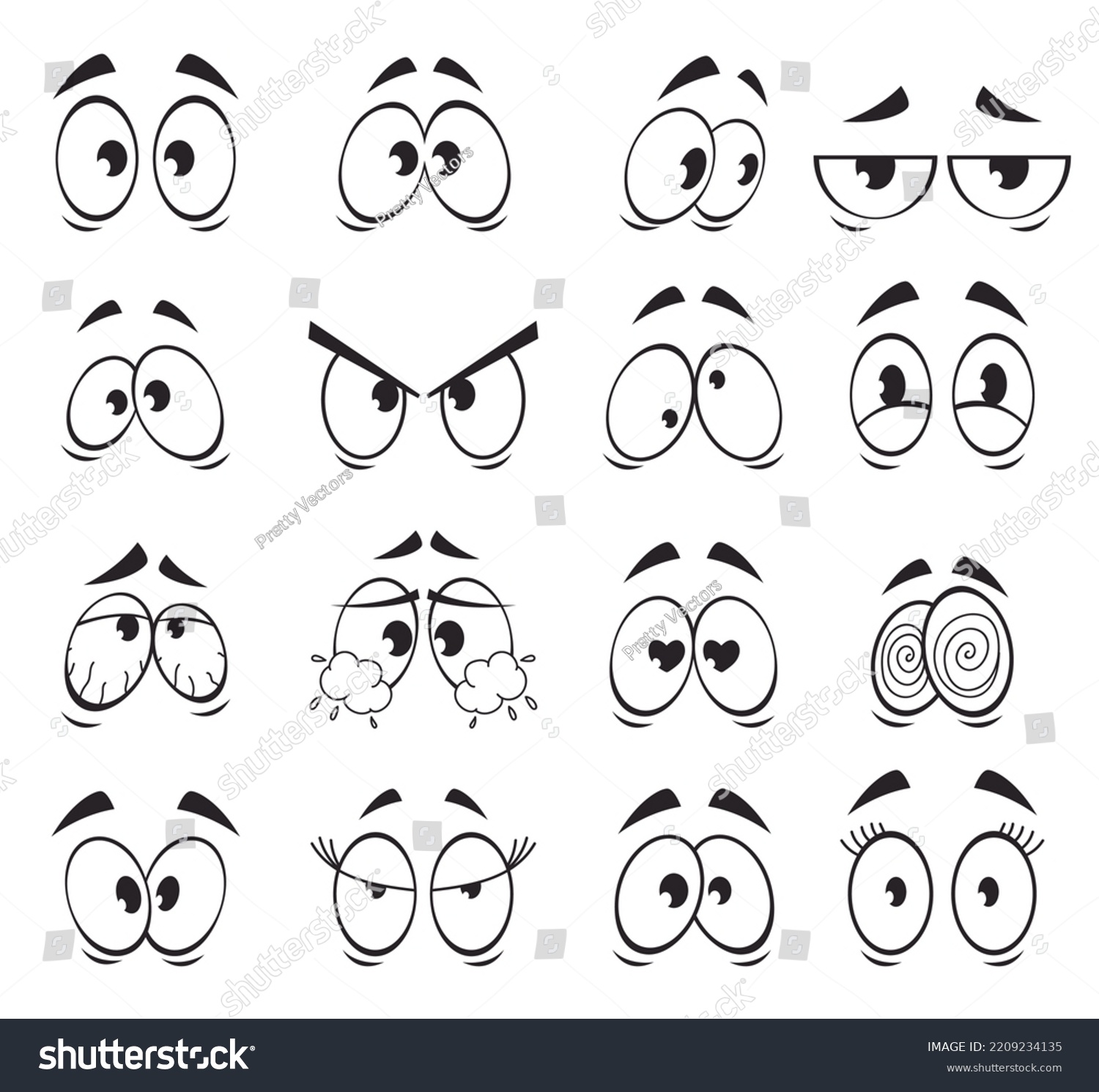 Cartoon eye face expression comic style emotion - Royalty Free Stock ...