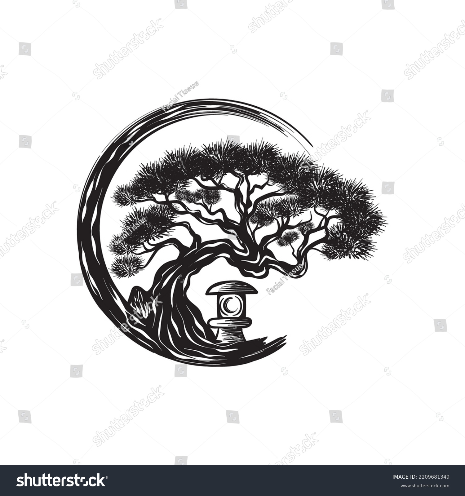 Japanese Bonsai Vector Logo Template Life Logo Royalty Free Stock