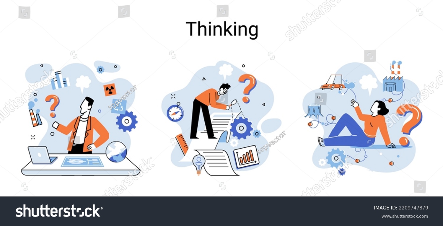 Thinking process of functioning of consciousness - Royalty Free Stock ...
