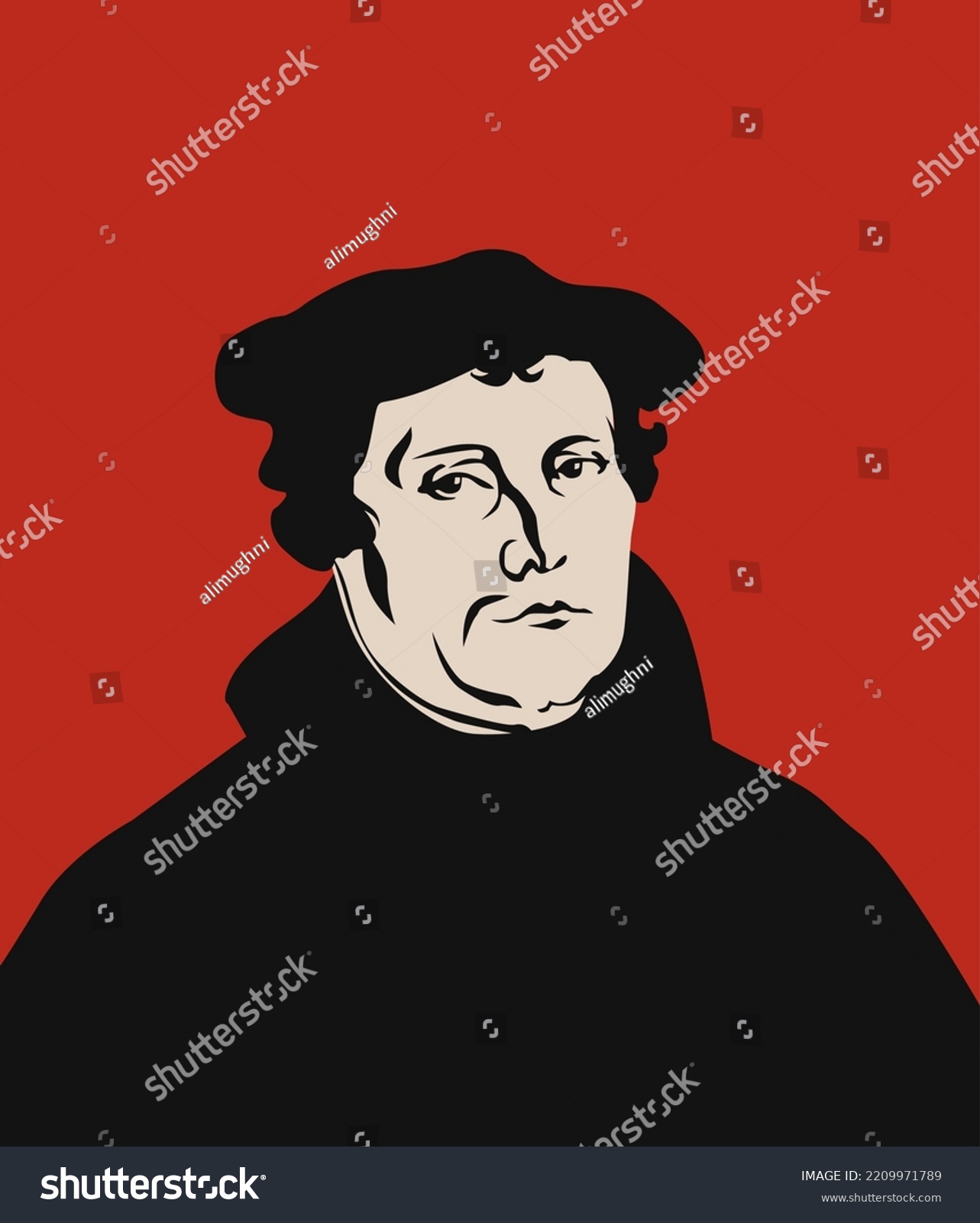 reformation day, portrait of martin luther vector image #2209971789