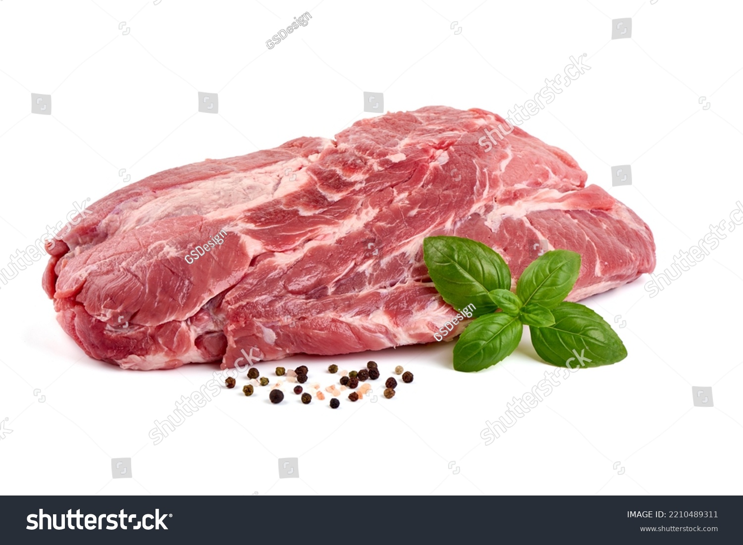 Pork Neck Meat isolated on white Background #2210489311