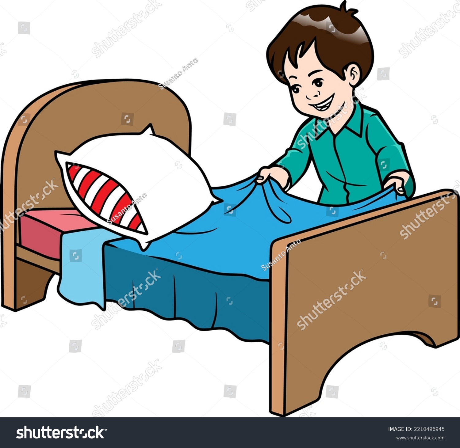 Child Making Bed Vector Illustration Isolated Royalty Free Stock   Avopix 2210496945 