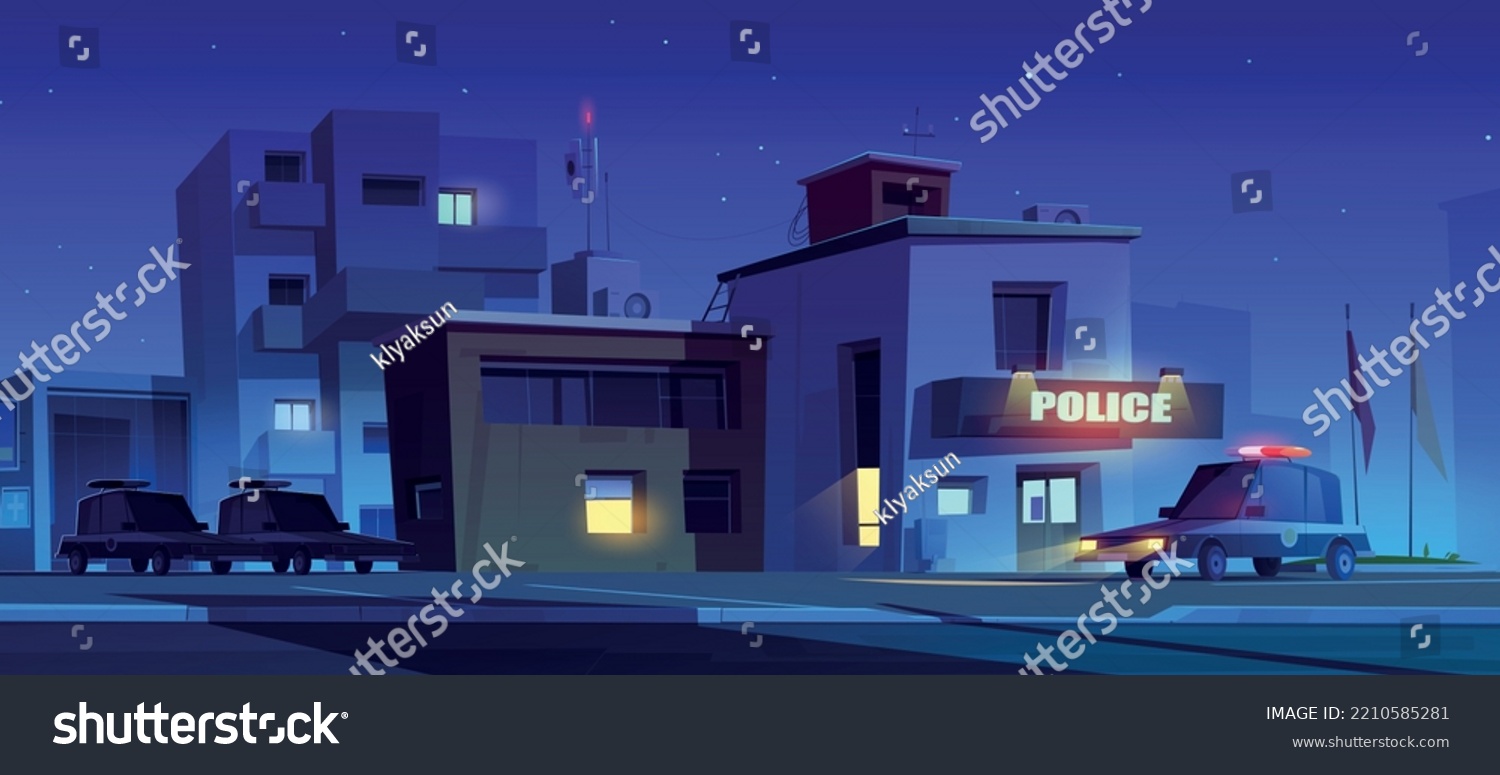 Police station building and patrol cars on - Royalty Free Stock Vector ...