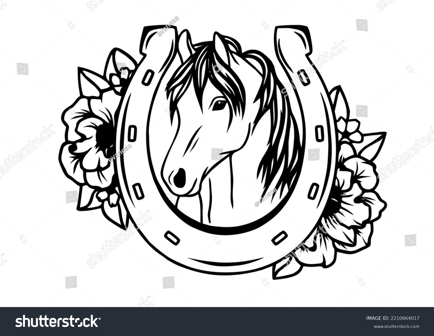 illustration of, Flower Horseshoe outline - Royalty Free Stock Vector ...