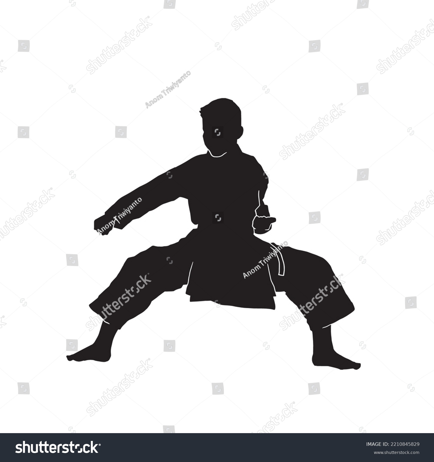 Silhouette Of A Female Athlete Kata Karate Royalty Free Stock Vector 2210845829 0873