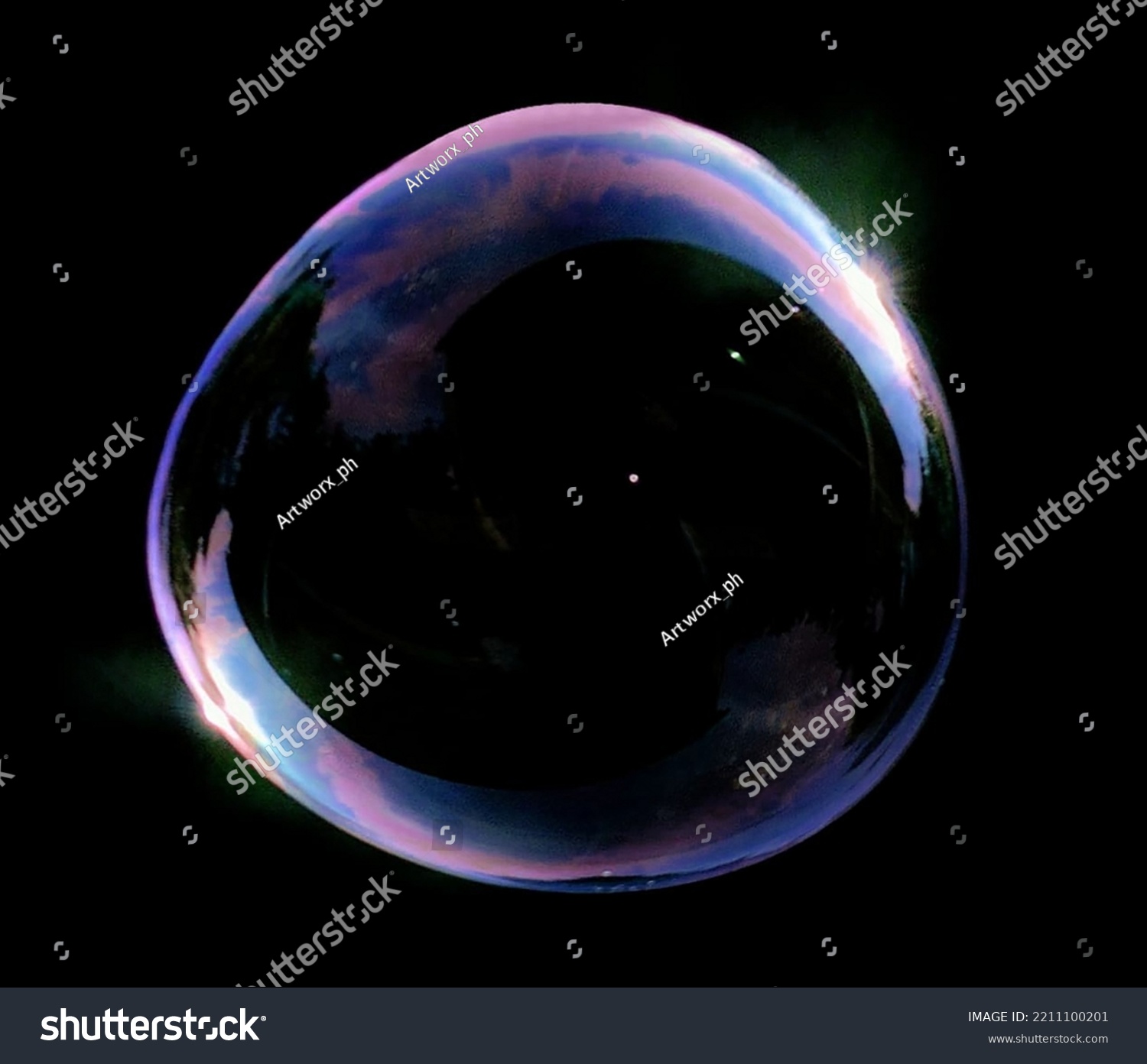 Air Bubbles Isolated on Black Background. Colorful bubbles circles abstract on black background illustration. Soap bubbles foamy realistic with rainbow colors #2211100201