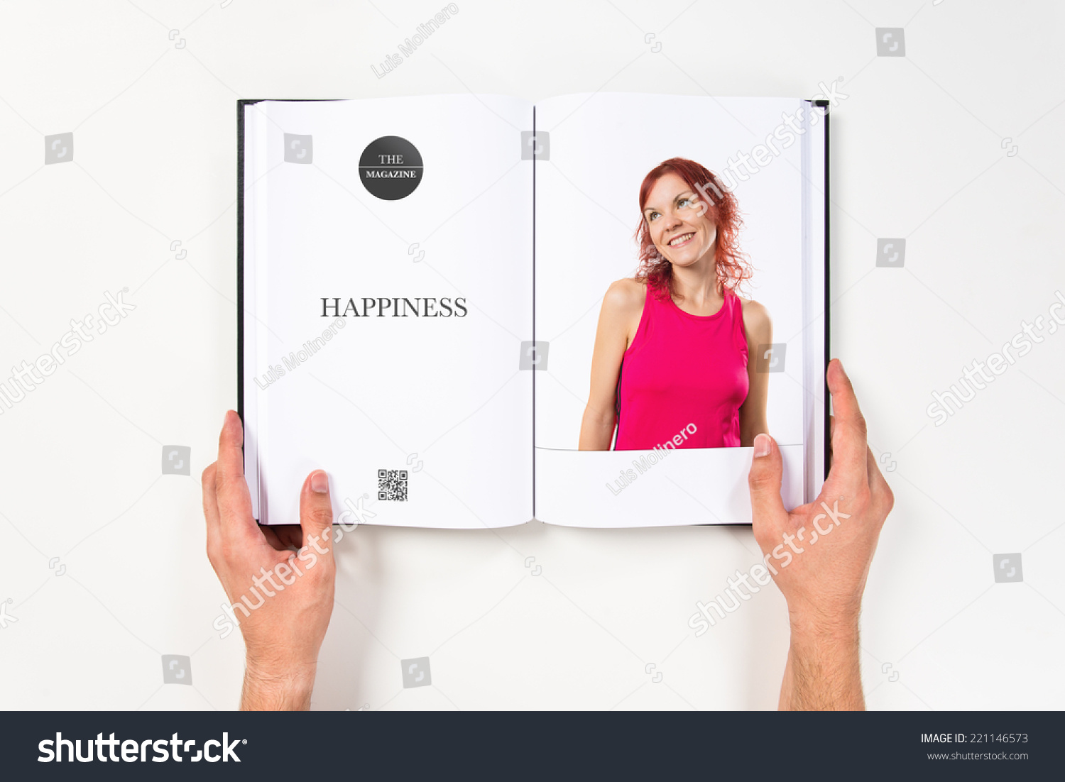 Young happy girl printed on book #221146573