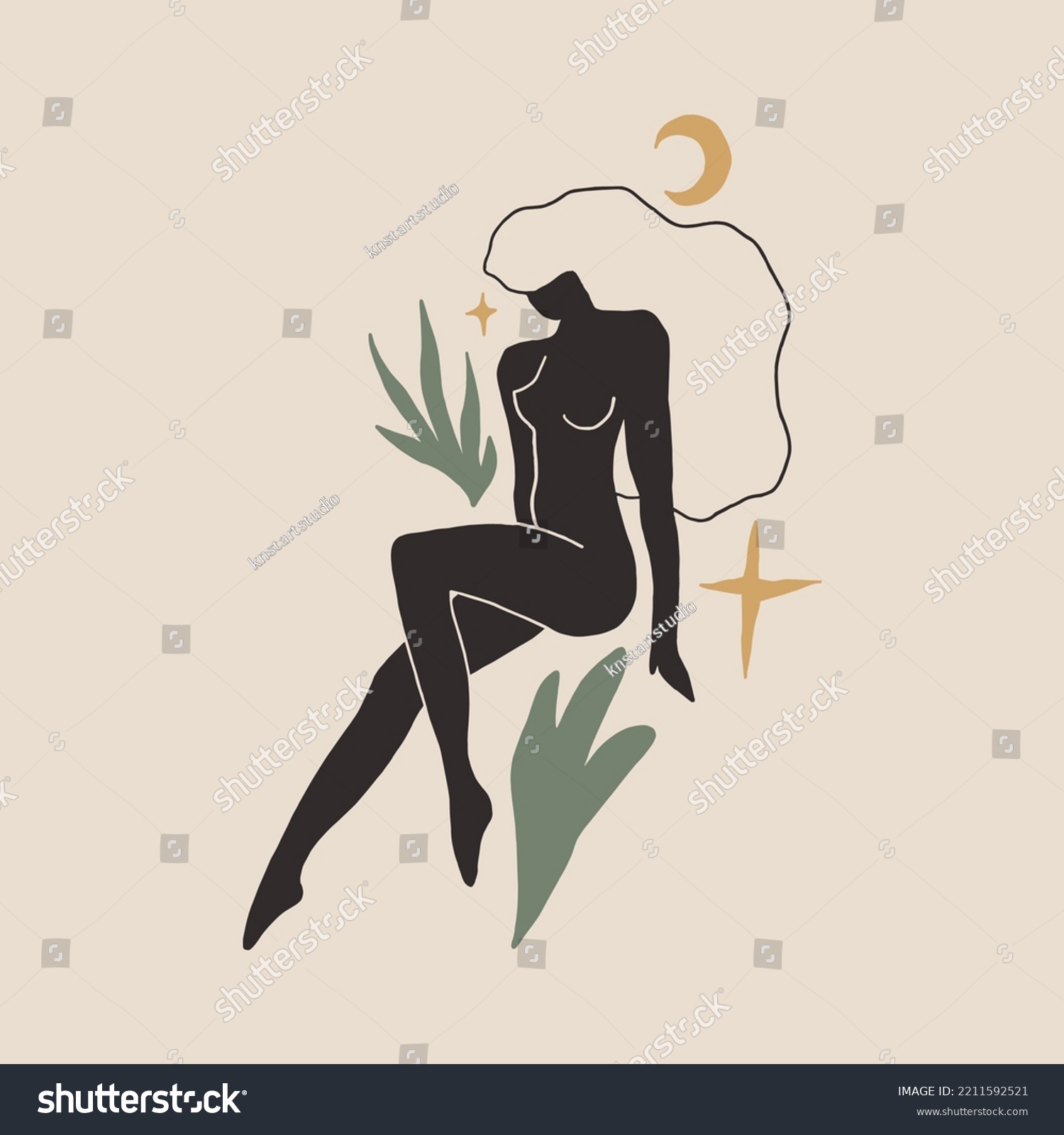 Divine Celestial Goddess Vector Clipart Royalty Free Stock Vector