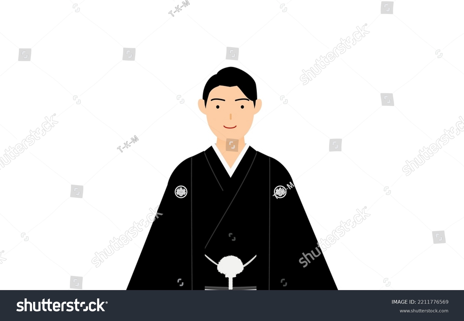 A man in kimono, wearing a crested hakama, Pose - Royalty Free Stock ...