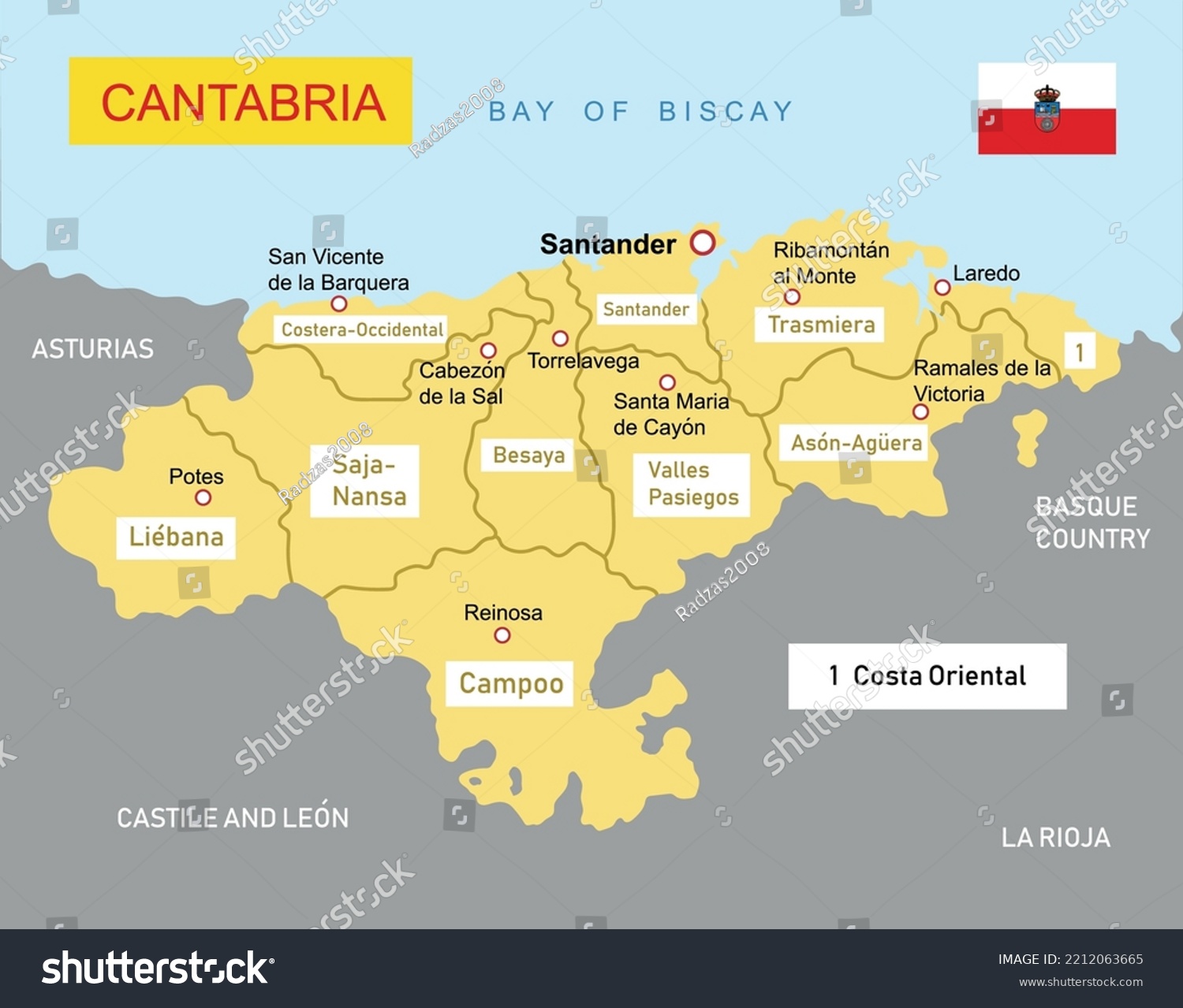 Vector illustration map of the Cantabria in - Royalty Free Stock Vector ...