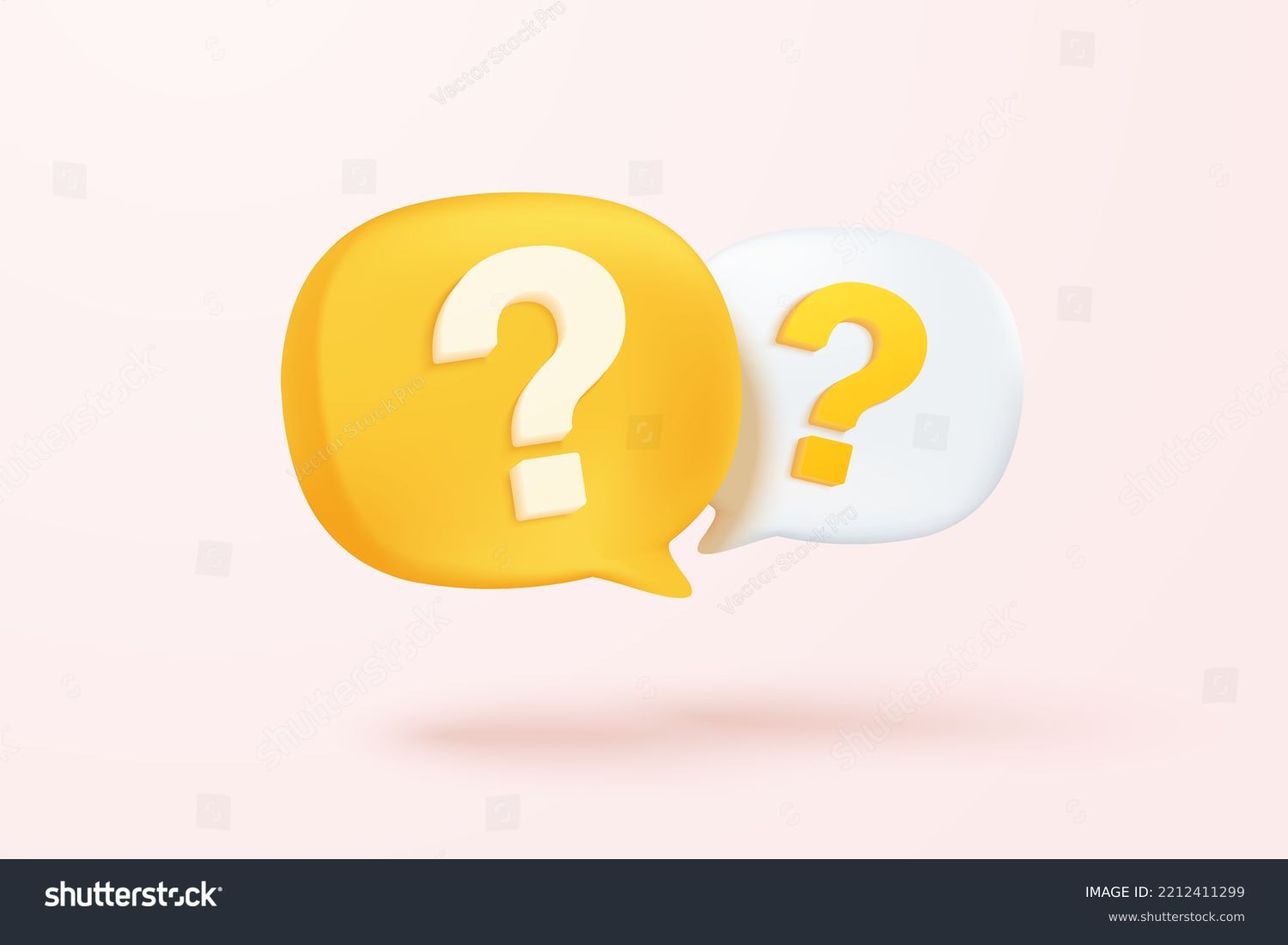 3d question mark icon sign or ask FAQ and QA answer solution information. Have a question, question answer sign or problem with minimal 3d concept. 3d doubt talk icon vector render illustration #2212411299