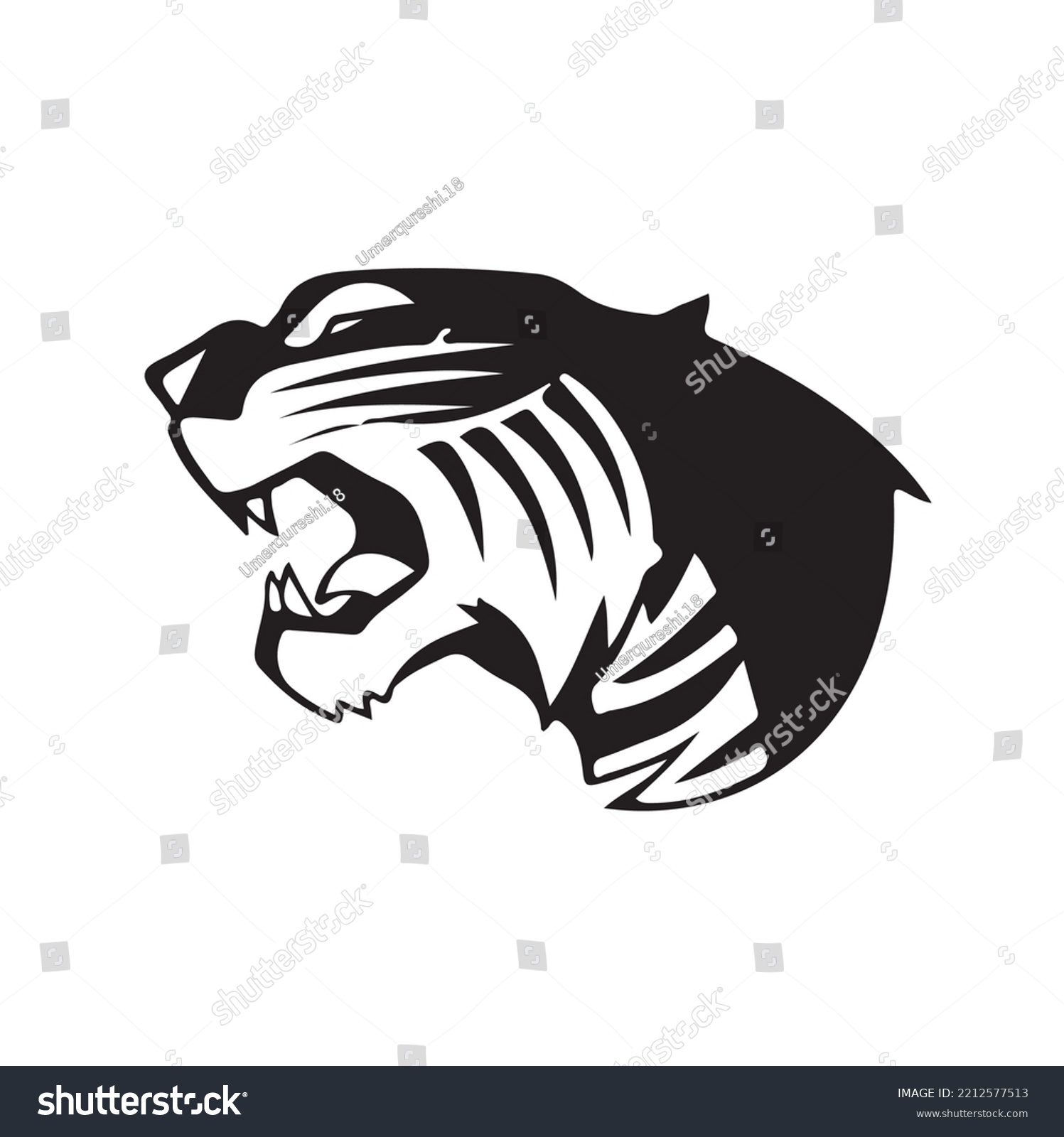 Angry cheetah head vector, black and white, - Royalty Free Stock Vector ...