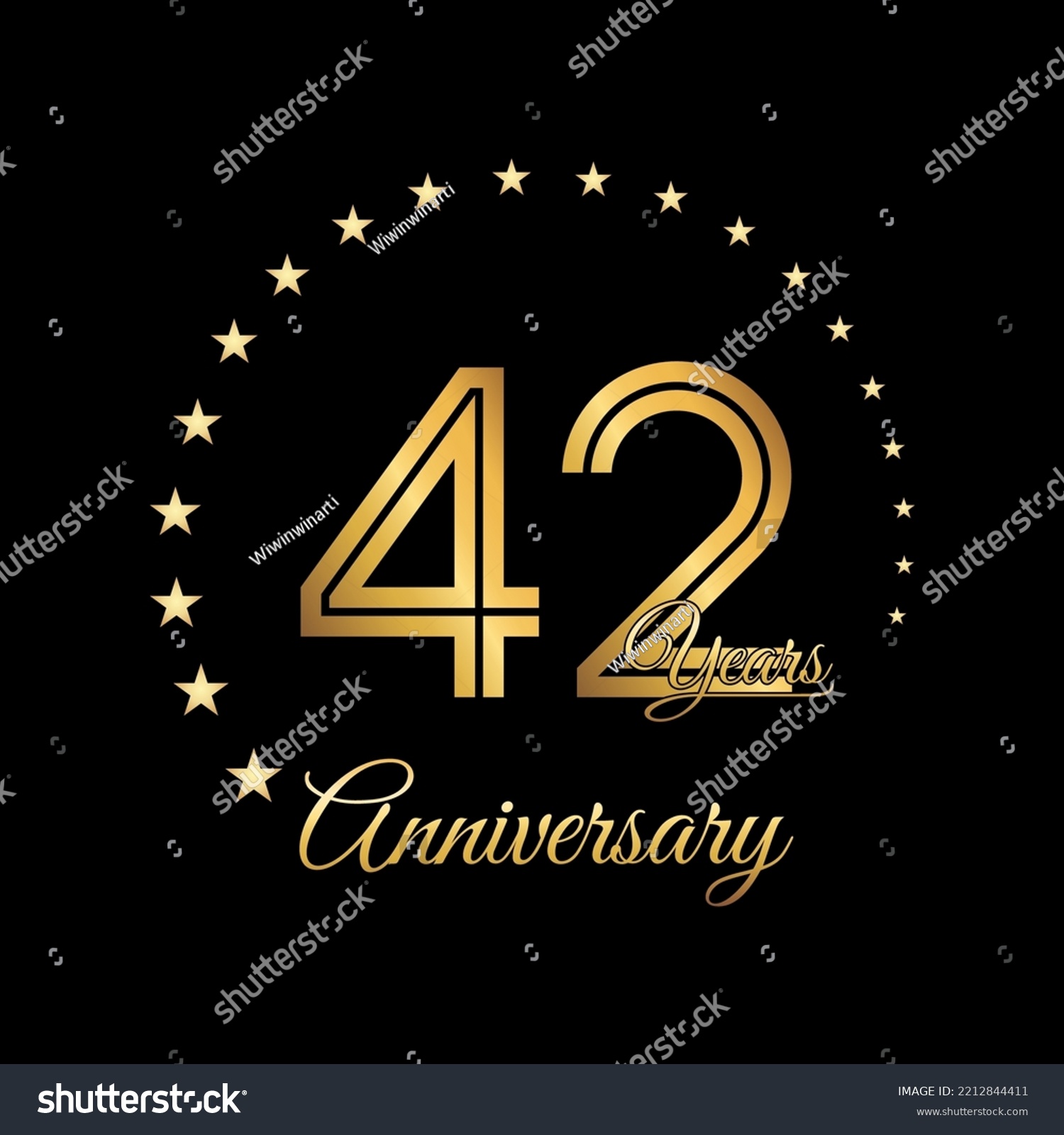 42th anniversary logo with gold color for - Royalty Free Stock Vector ...