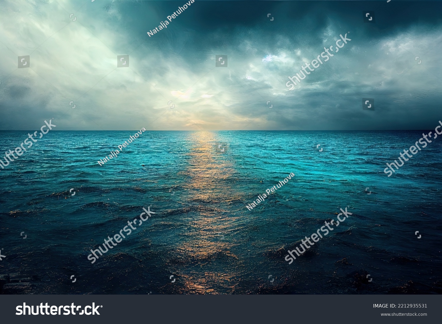 Calm weather on sea or ocean with clouds #2212935531