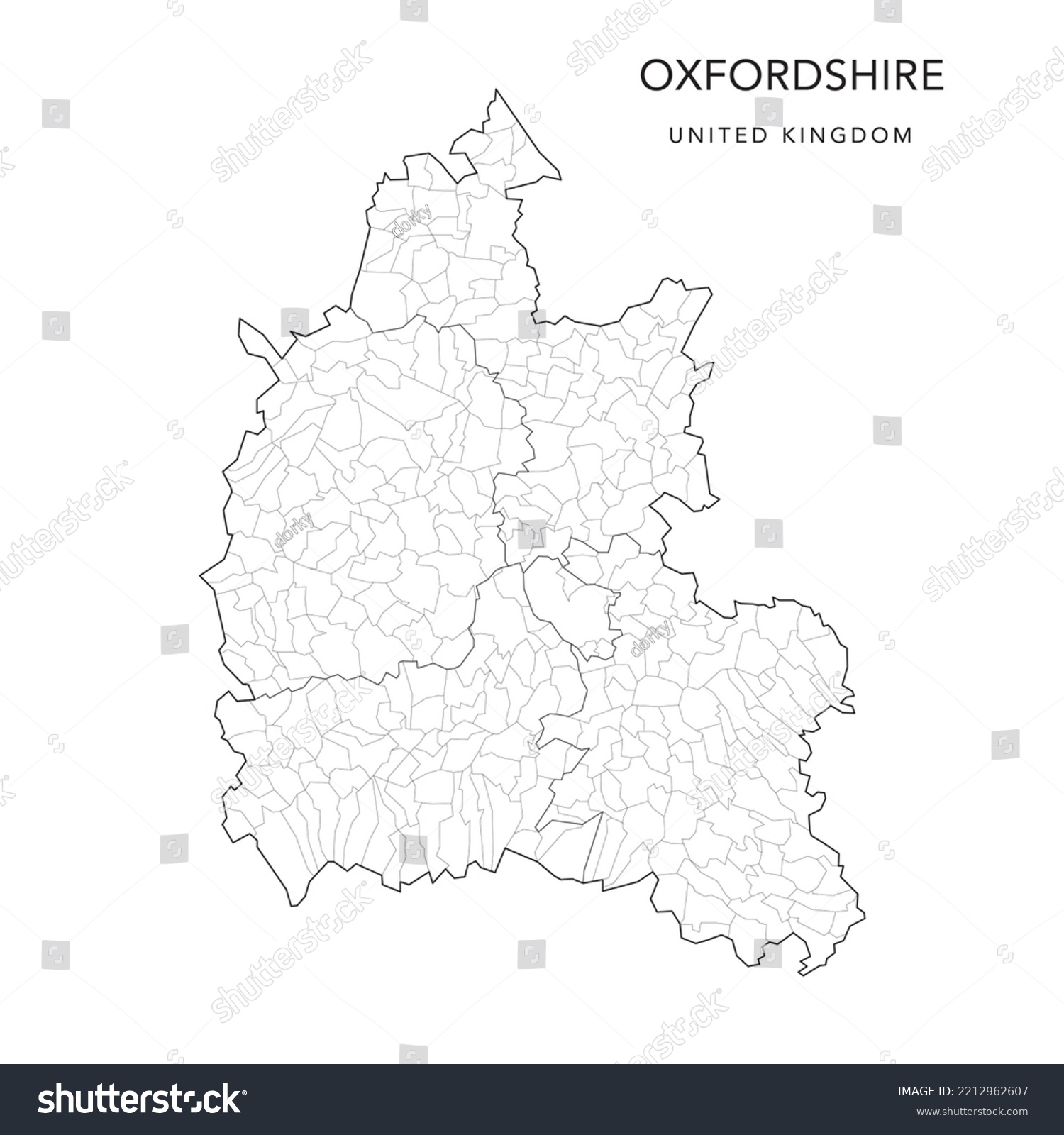 Administrative Map of Oxfordshire with County, - Royalty Free Stock ...