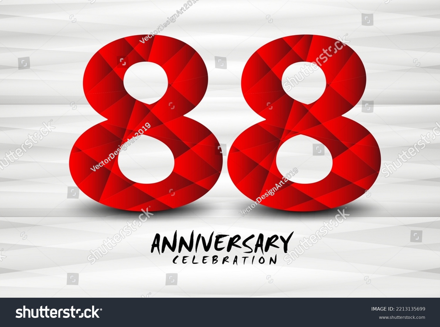 88 Year Anniversary Celebration Logo Red Polygon Royalty Free Stock