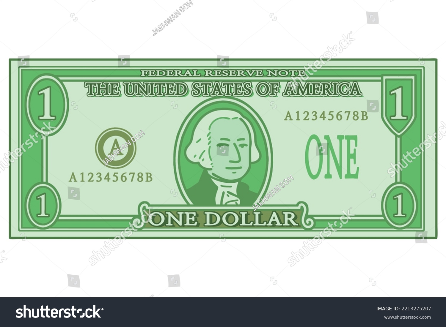 US one dollar bill. Vector illustration. - Royalty Free Stock Vector ...