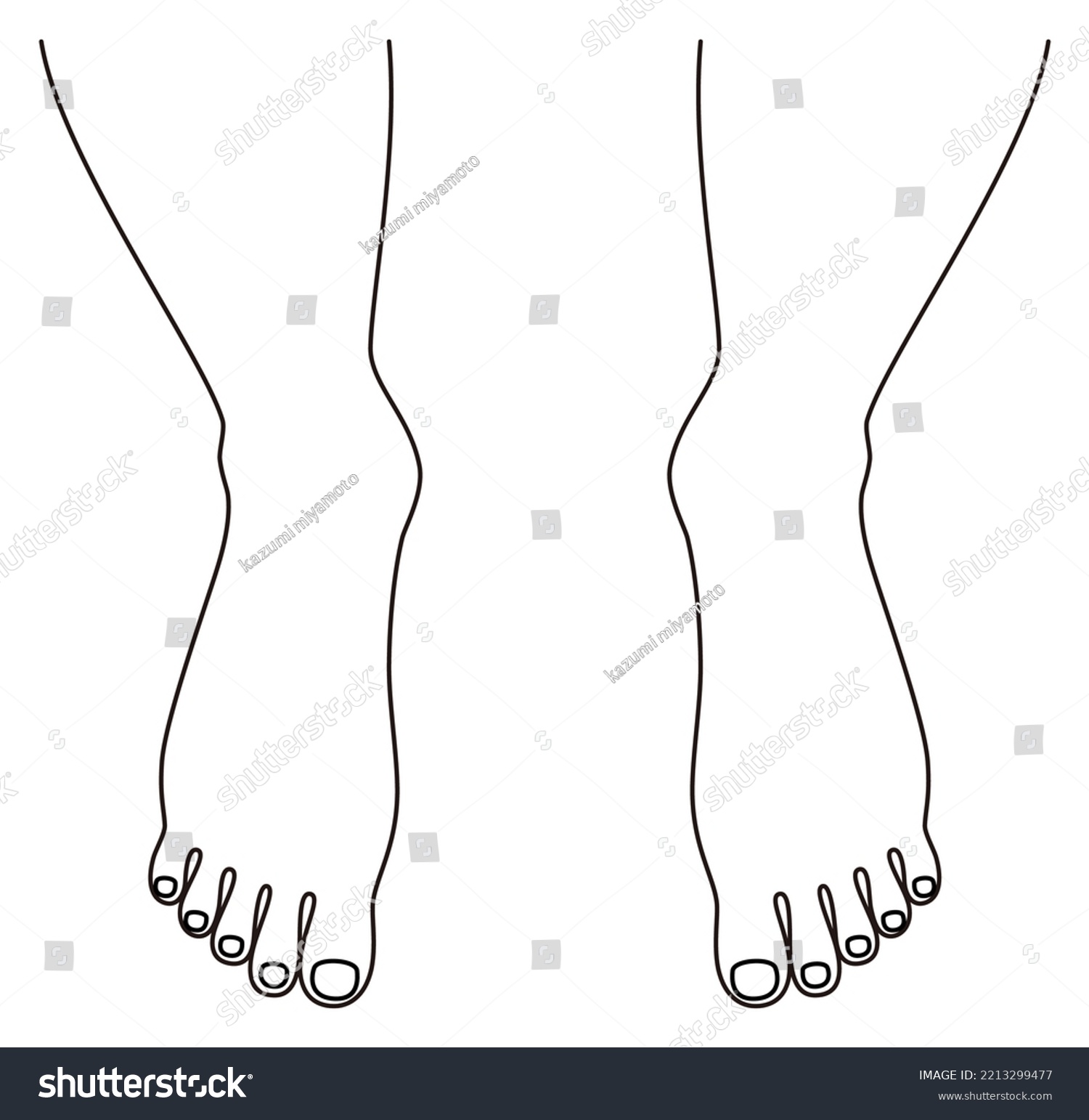 Beautiful Barefoot Mans Feet Male Toes Royalty Free Stock Vector 2213299477 6345