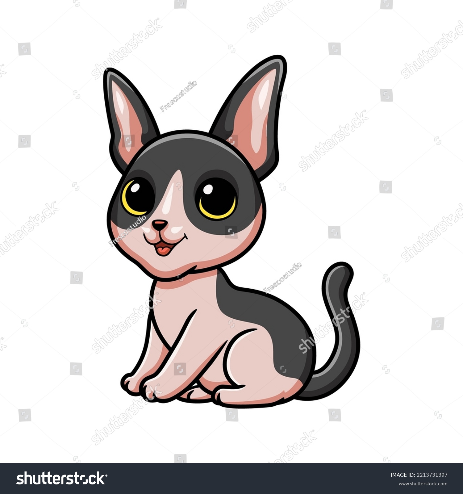 Cute Cat Cornish Rex Cartoon Royalty Free Stock Vector 2213731397