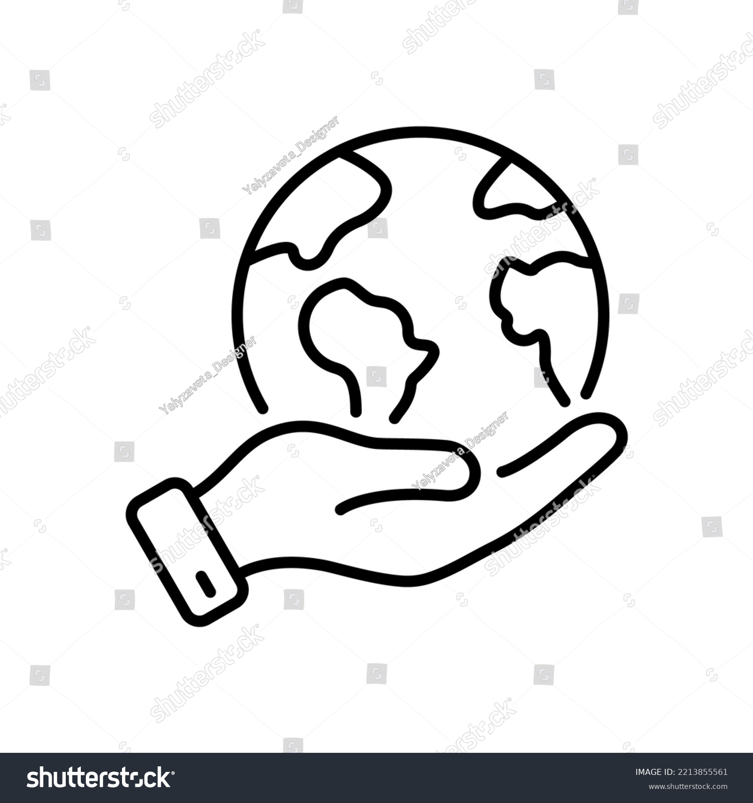 Human Environmental Protection Line Icon. World - Royalty Free Stock ...