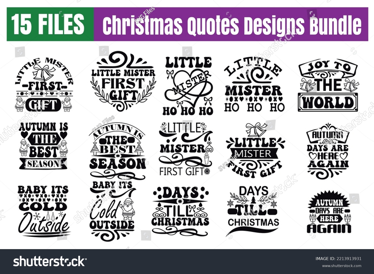 Christmas Quotes svg Bundle. Quotes about - Royalty Free Stock Vector