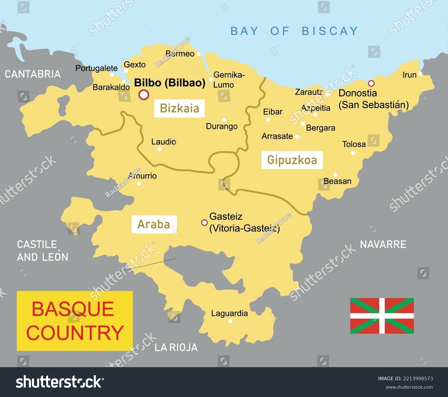 Vector illustration map of the Basque Country in - Royalty Free Stock ...