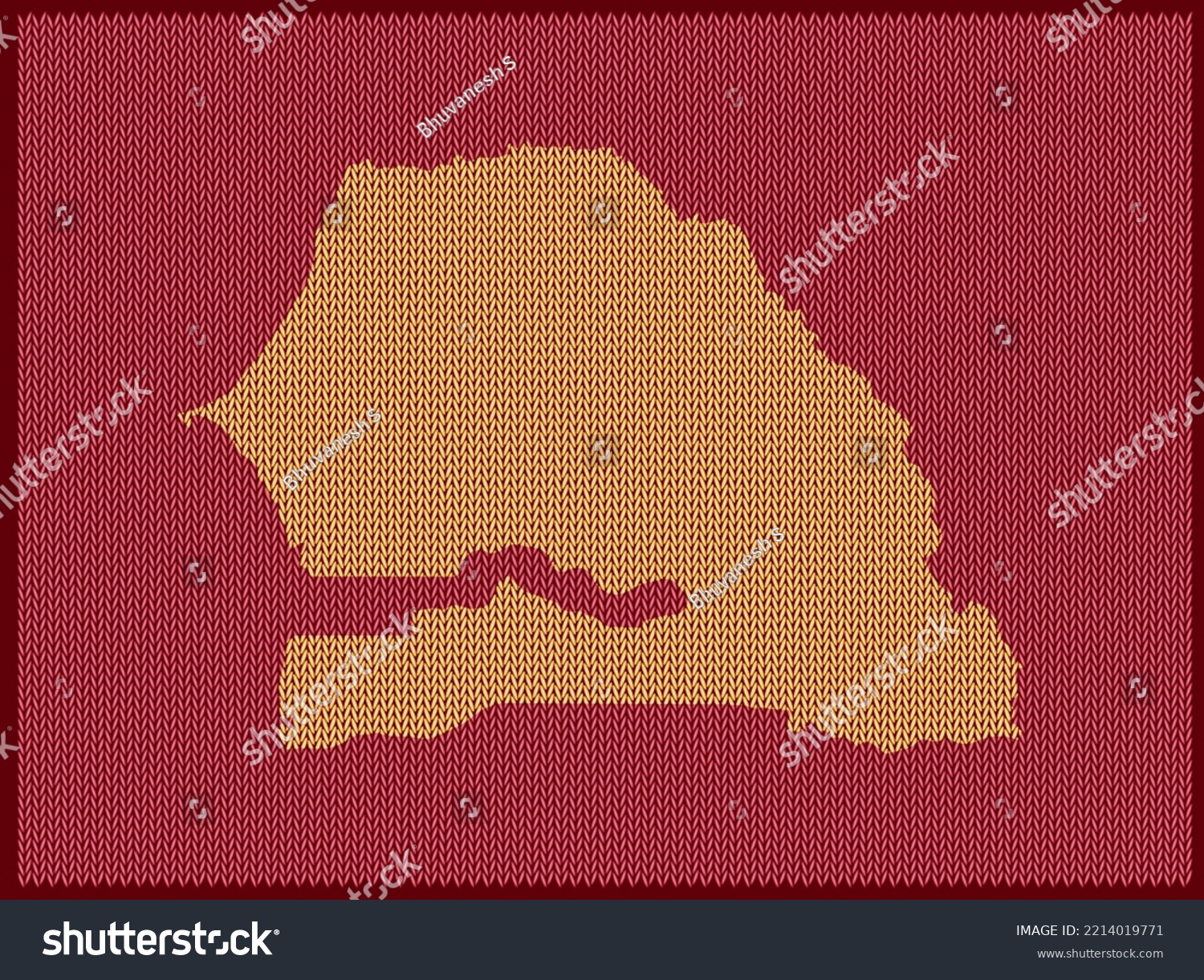 Knitting pattern map of Country Senegal Isolated on Red Background - vector illustration #2214019771