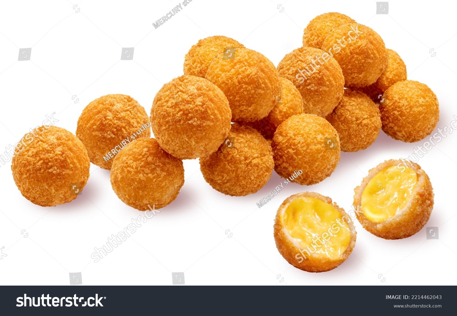 Delicious crispy Cheese ball isolated on white background, Cheese ball or cheesy puffs on white With clipping path. #2214462043