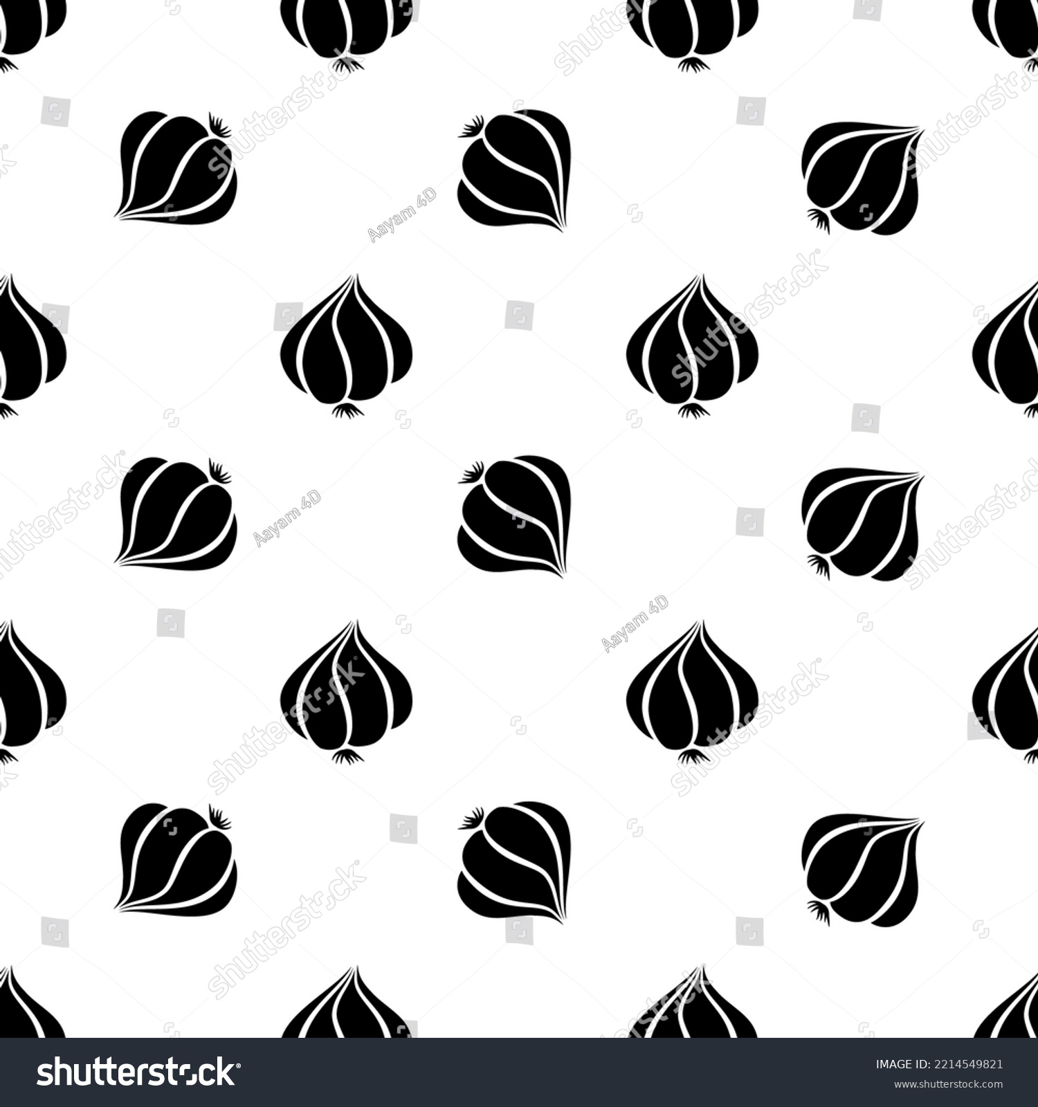 Garlic Icon Seamless Pattern, Common Seasoning Vegetable Icon Vector Art Illustration #2214549821