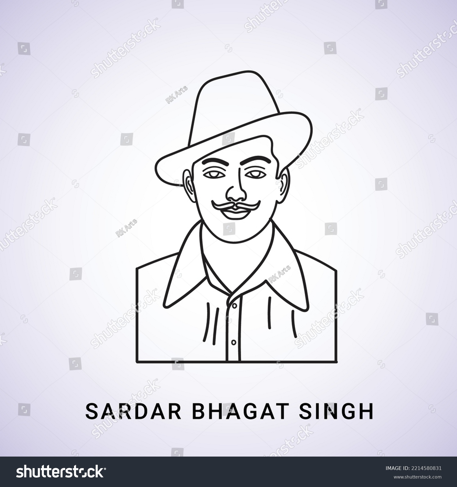 Bhagat singh outline illustration design - Royalty Free Stock Vector ...