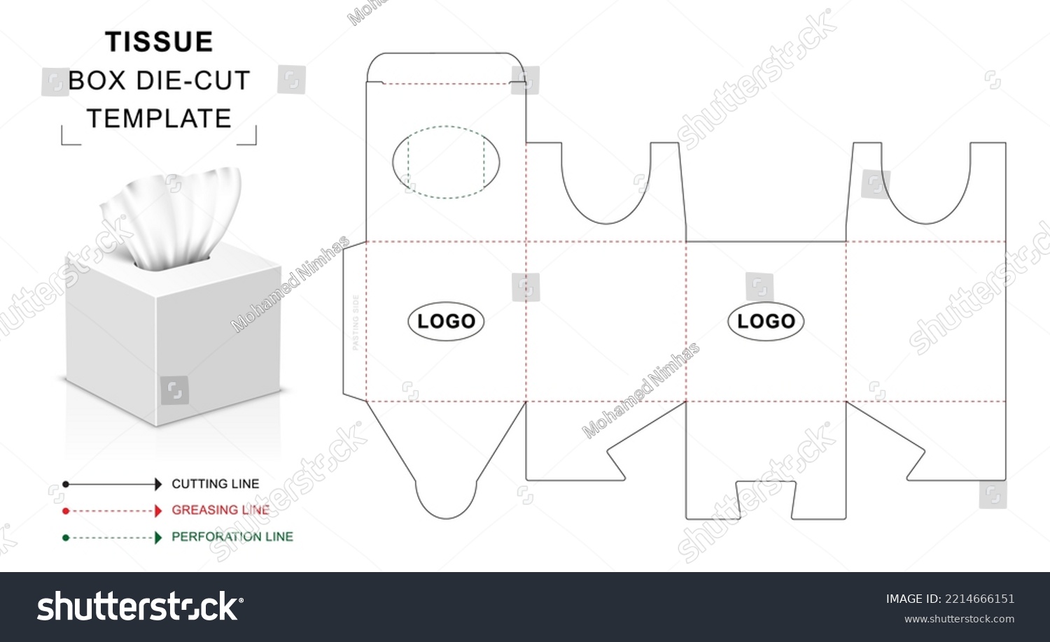 Square tissue box die cut template
 #2214666151