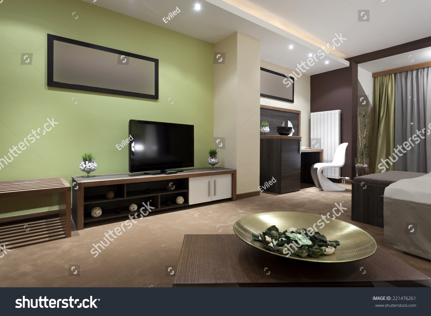 Specious hotel bedroom interior  in the evening #221476261