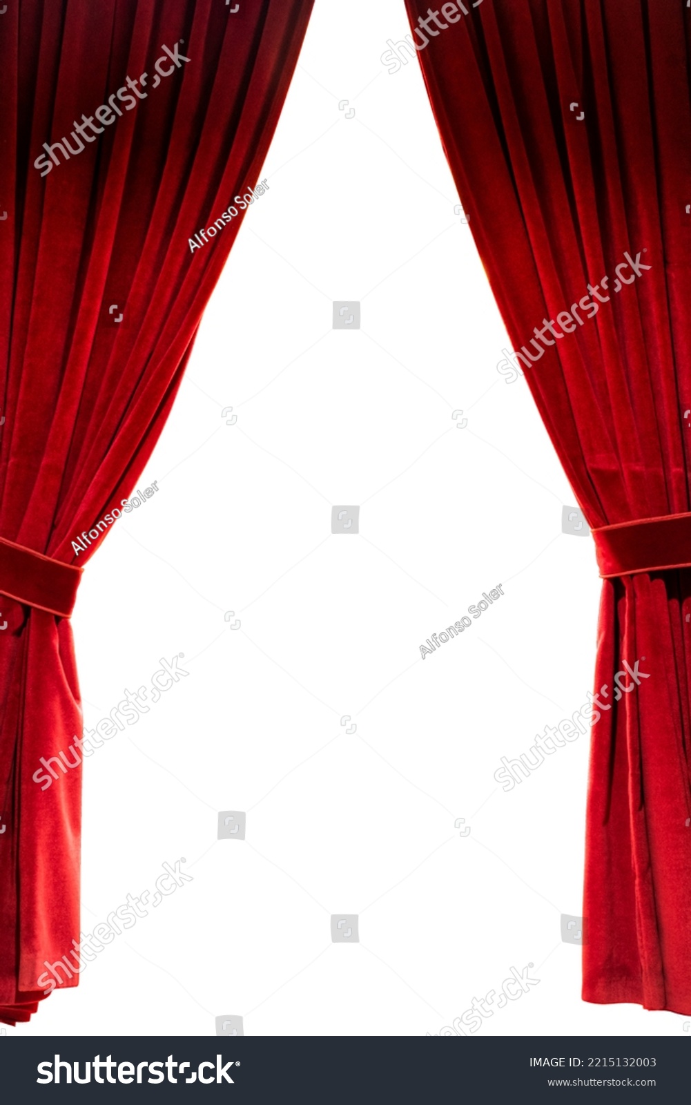 Red theater curtain. Theater curtain with white background. #2215132003