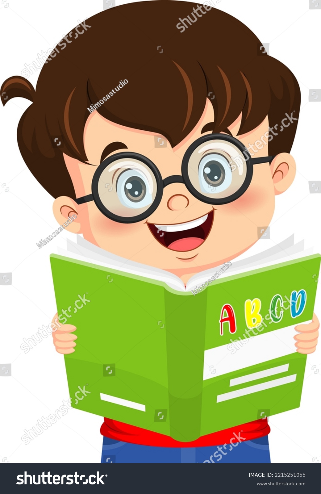 Cartoon little boy reading a book - Royalty Free Stock Vector ...