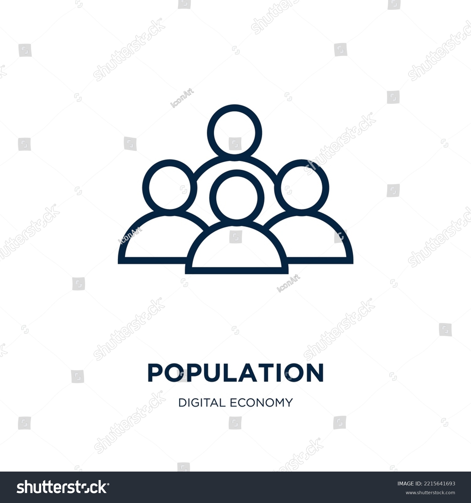 population icon from digital economy collection. Thin linear population, group, people outline icon isolated on white background. Line vector population sign, symbol for web and mobile #2215641693