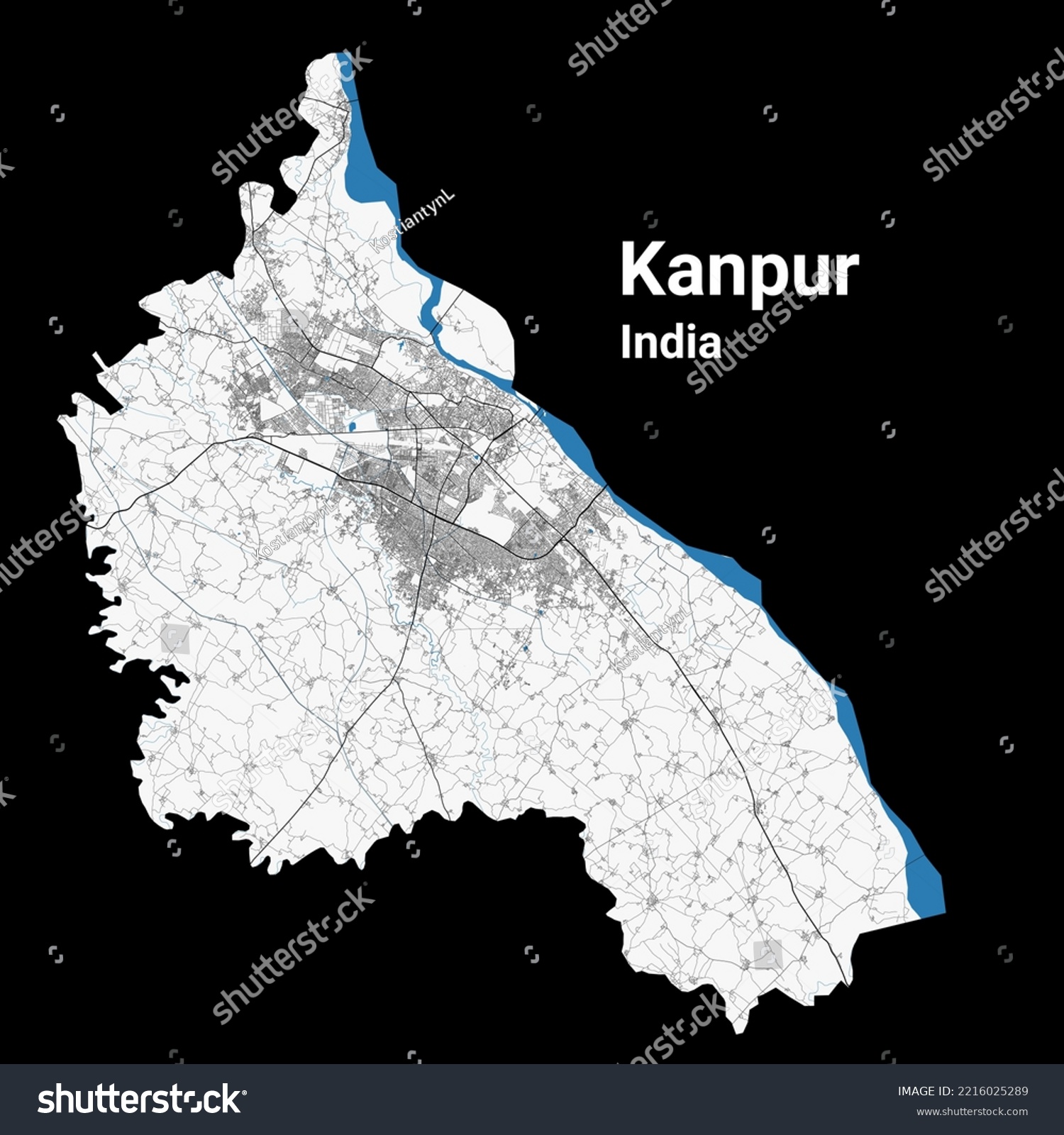 Kanpur Map Detailed Map Of Kanpur City Royalty Free Stock Vector 2216025289