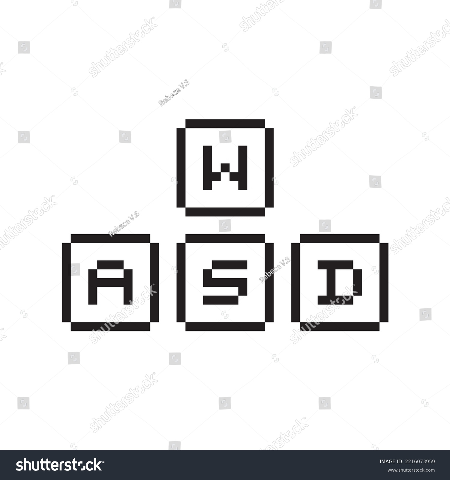 Gamer pixel art illustration, wasd keys - Royalty Free Stock Vector ...