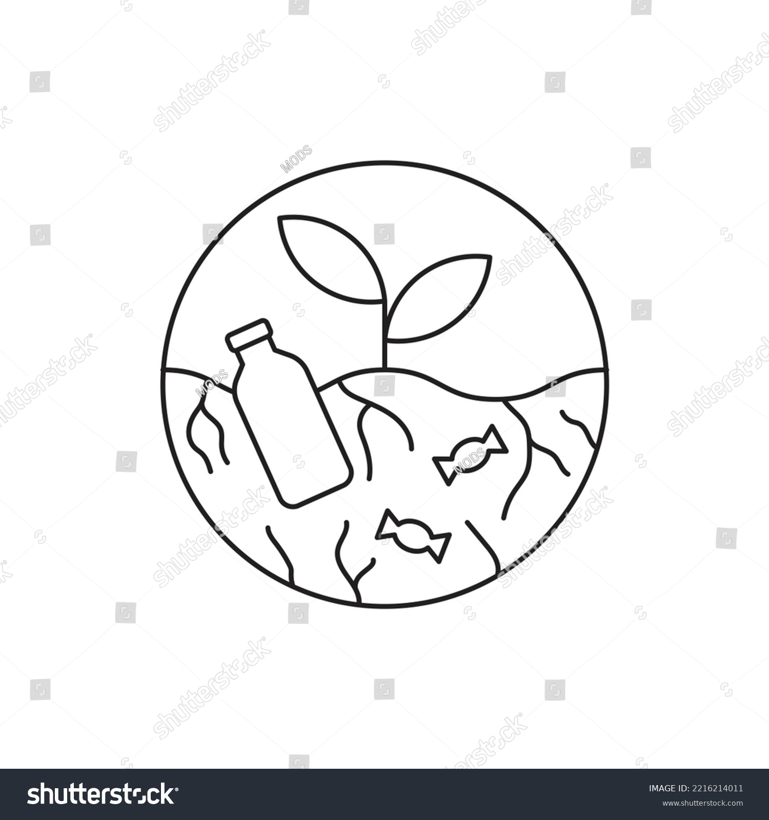 Soil pollution icon. Burried toxic plastic - Royalty Free Stock Vector ...