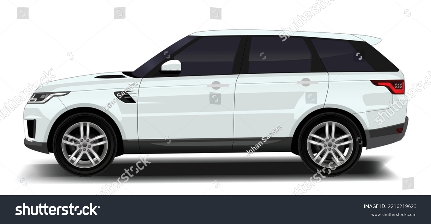 white car sport SUV side view 3d vector template isolated white background #2216219623