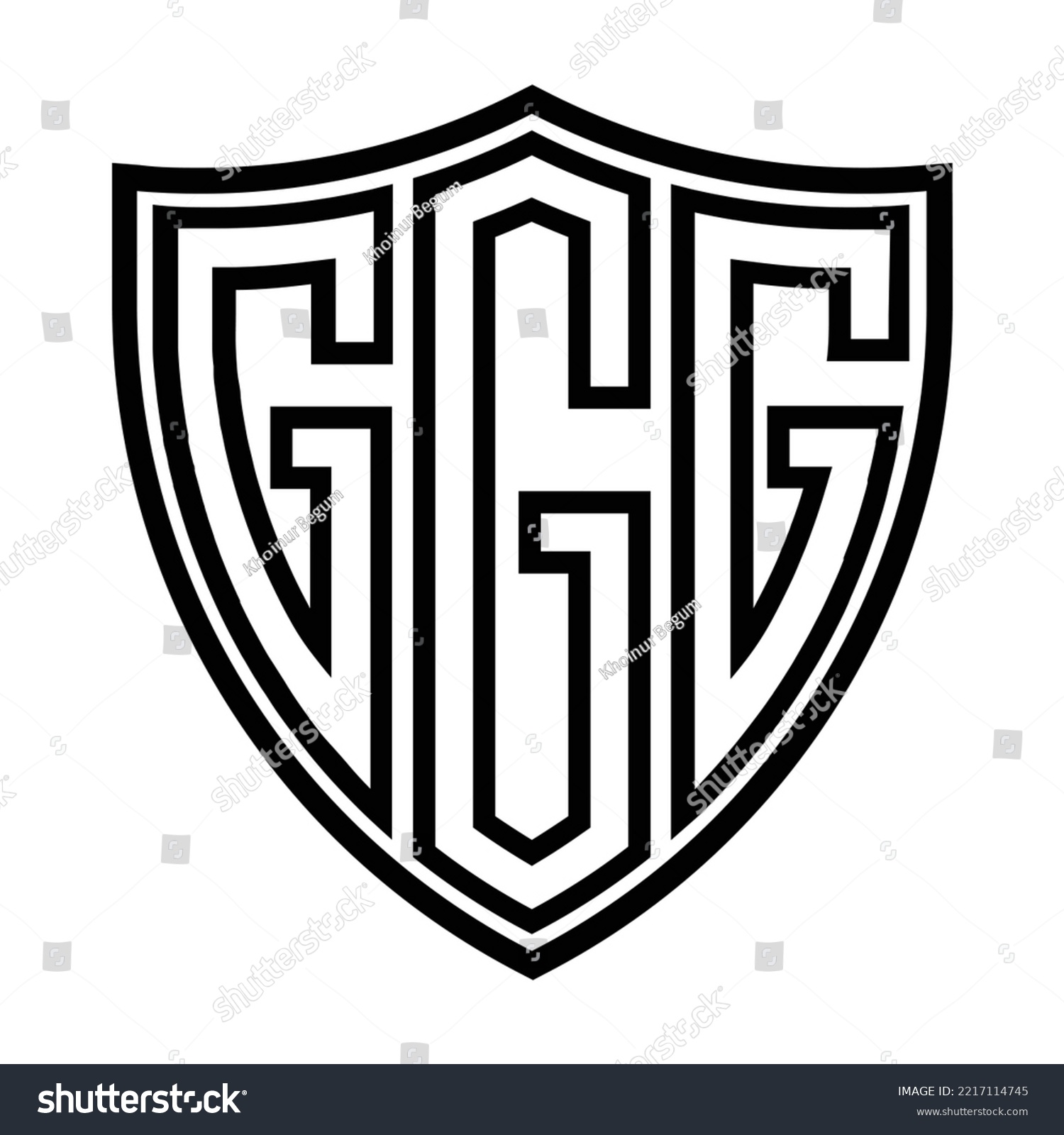 GGG three-letter shield iconic logo design - Royalty Free Stock Vector ...