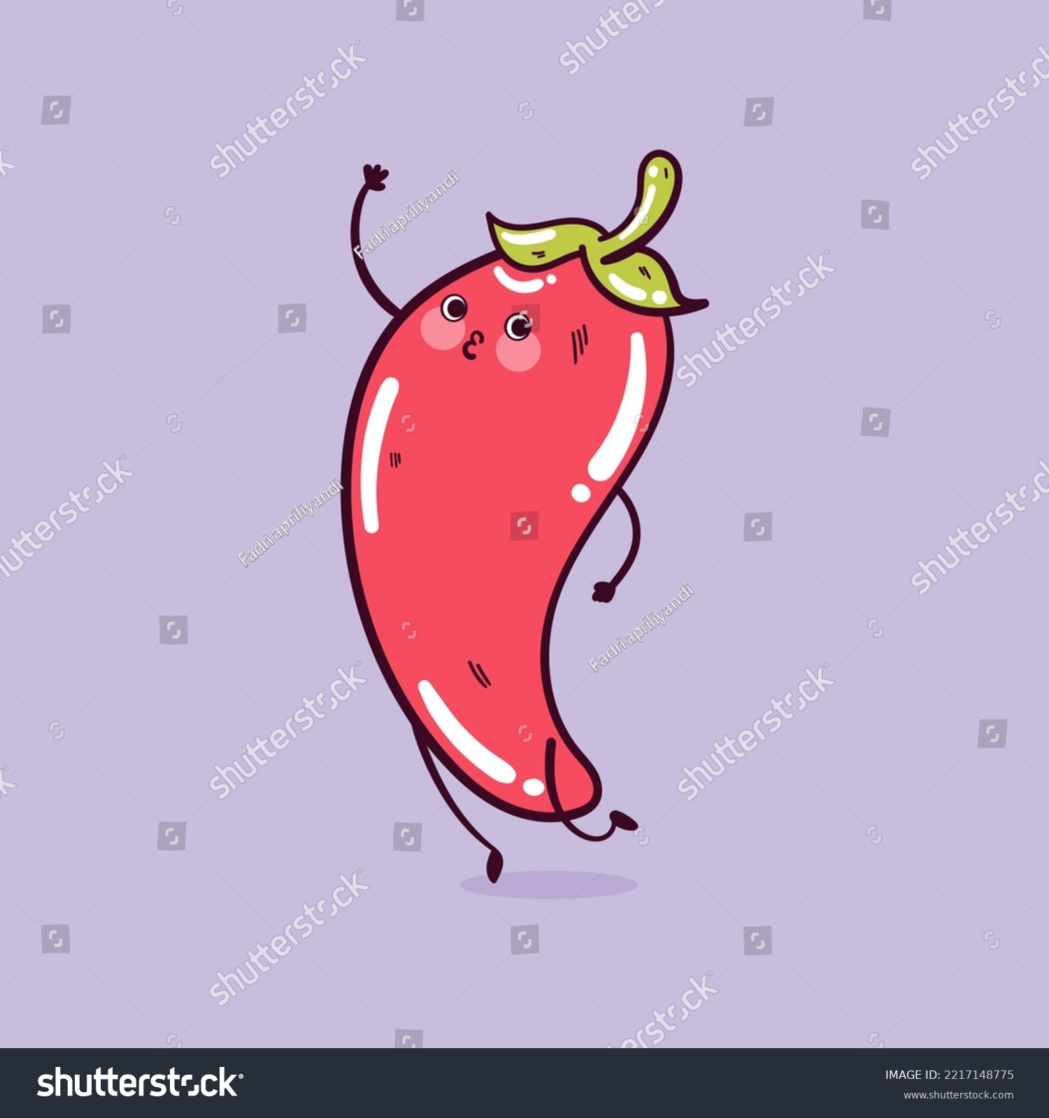 Happy Cute Smiling Funny Kawaii Chili Pepper Royalty Free Stock