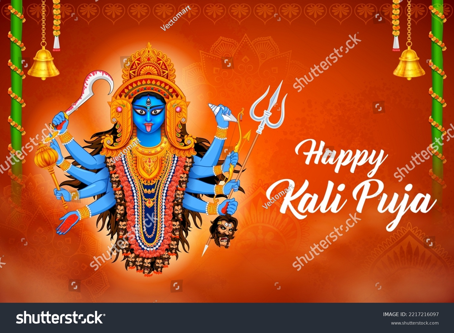 illustration of Goddess Kali Maa on Diwali Kali - Royalty Free Stock ...