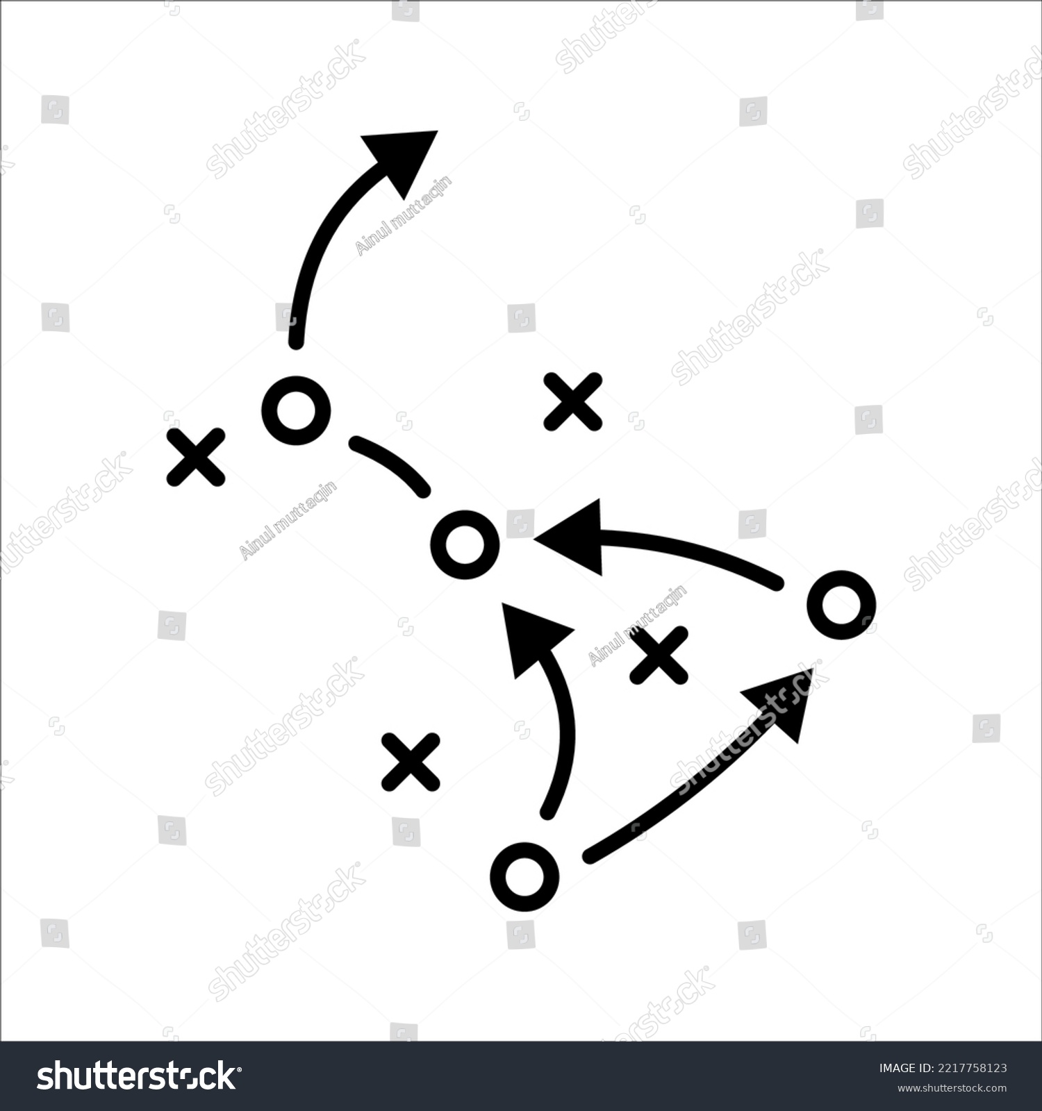 soccer tactics icon, game success strategy in football, scheme play, vector illustration on white background #2217758123