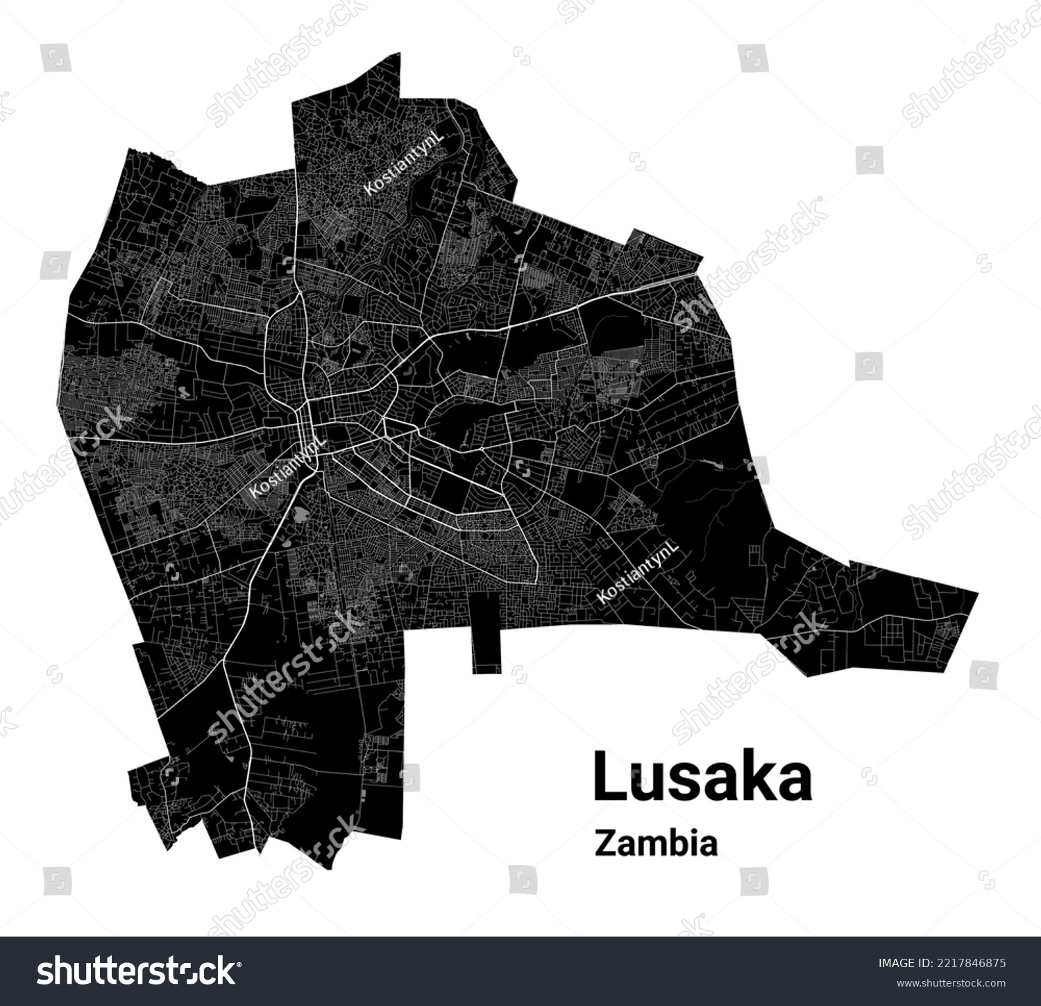 Lusaka map. Detailed vector map of Lusaka city - Royalty Free Stock ...