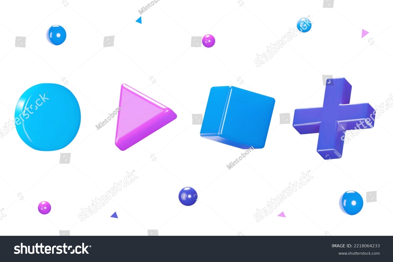 Abstract Multimedia Symbols 3d set. Digital Technology, computer games. Isolated objects on a transparent background #2218064233