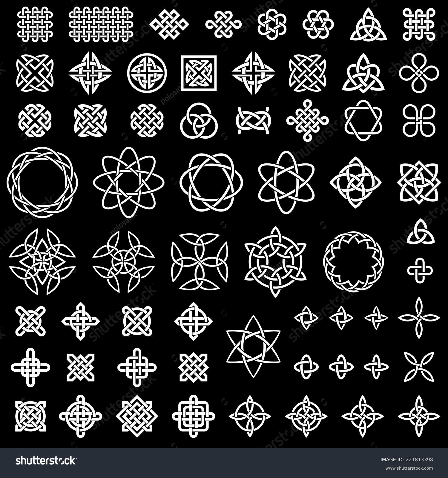 50+ collection of Celtic, Asian (Chinese, Korean, etc.) and other knots for use in your creative projects (vector illustration) #221813398