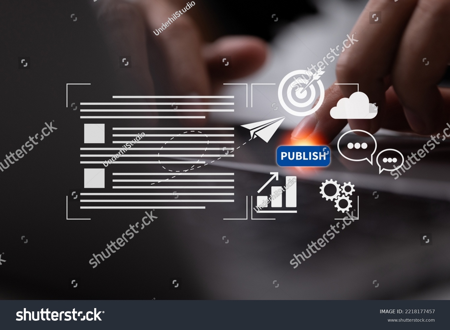 Create material for digital publications. Writing, posting, and uploading articles and other media to a website are all part of blog promotion. Organizing and publishing content on websites #2218177457