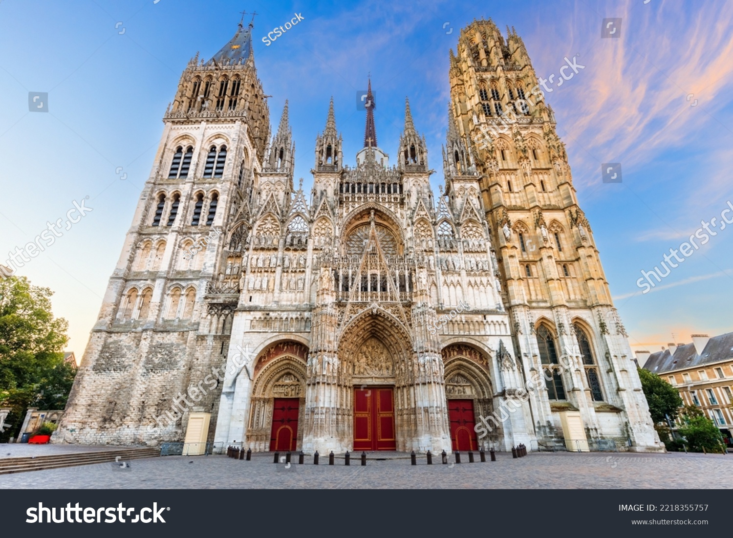 Rouen, Normandy, France. The west front of the Rouen Cathedral famous for its towers. #2218355757