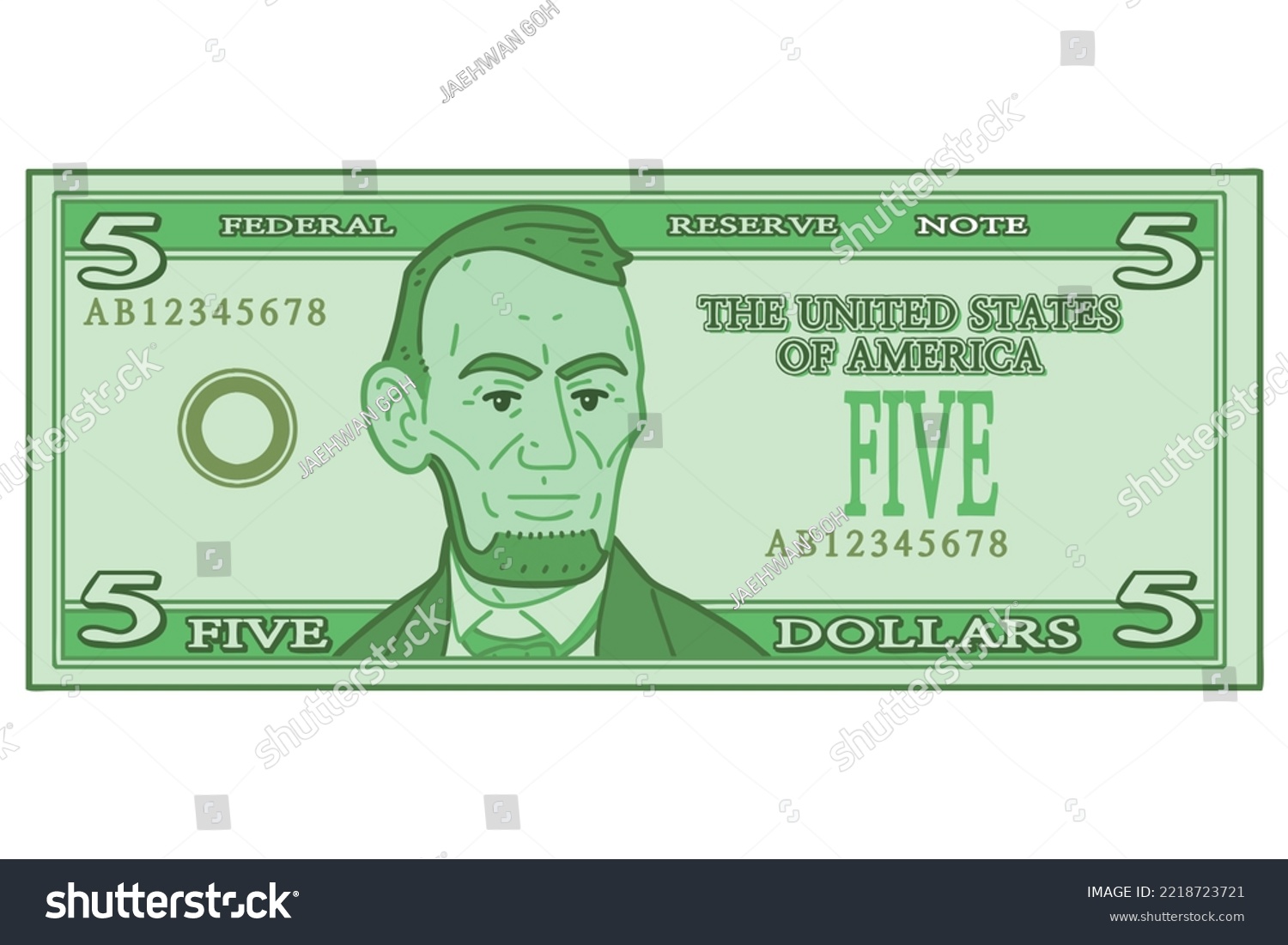 US five dollars bill. Vector illustration. - Royalty Free Stock Vector ...