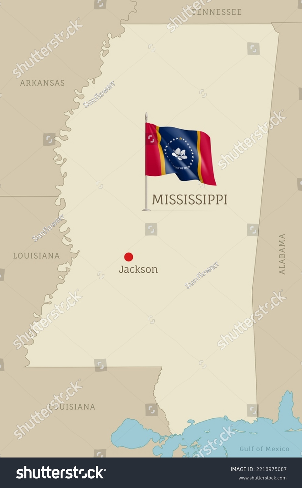 Map of Mississippi USA federal state with waving - Royalty Free Stock ...